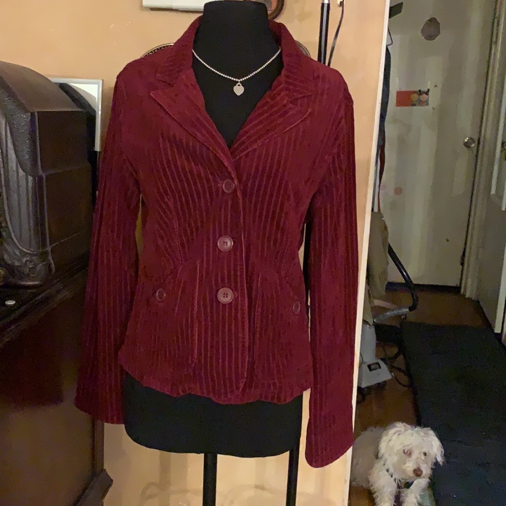 Vanity 70s-Look Dark Red Cotton Corduroy Jacket‎ M